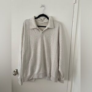 TNA Airy Light Gray Collared Top